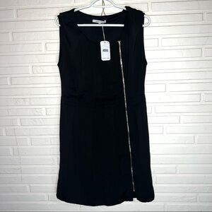 Naked Zebra Black Asymmetrical Front Zipper Mini Dress, Women’s Size Medium